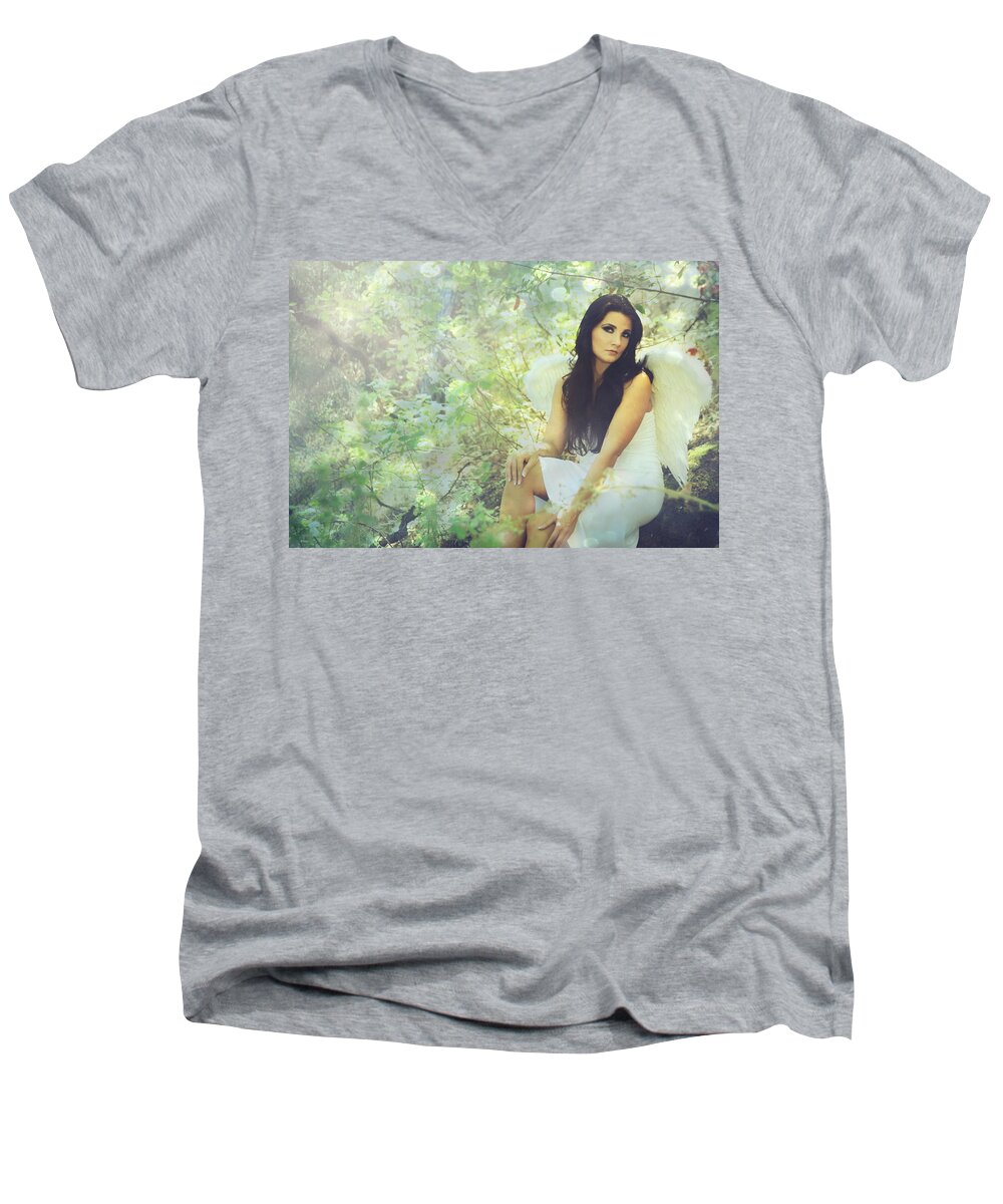 Angel Men's V-Neck T-Shirt featuring the photograph Lightness by Laurie Search