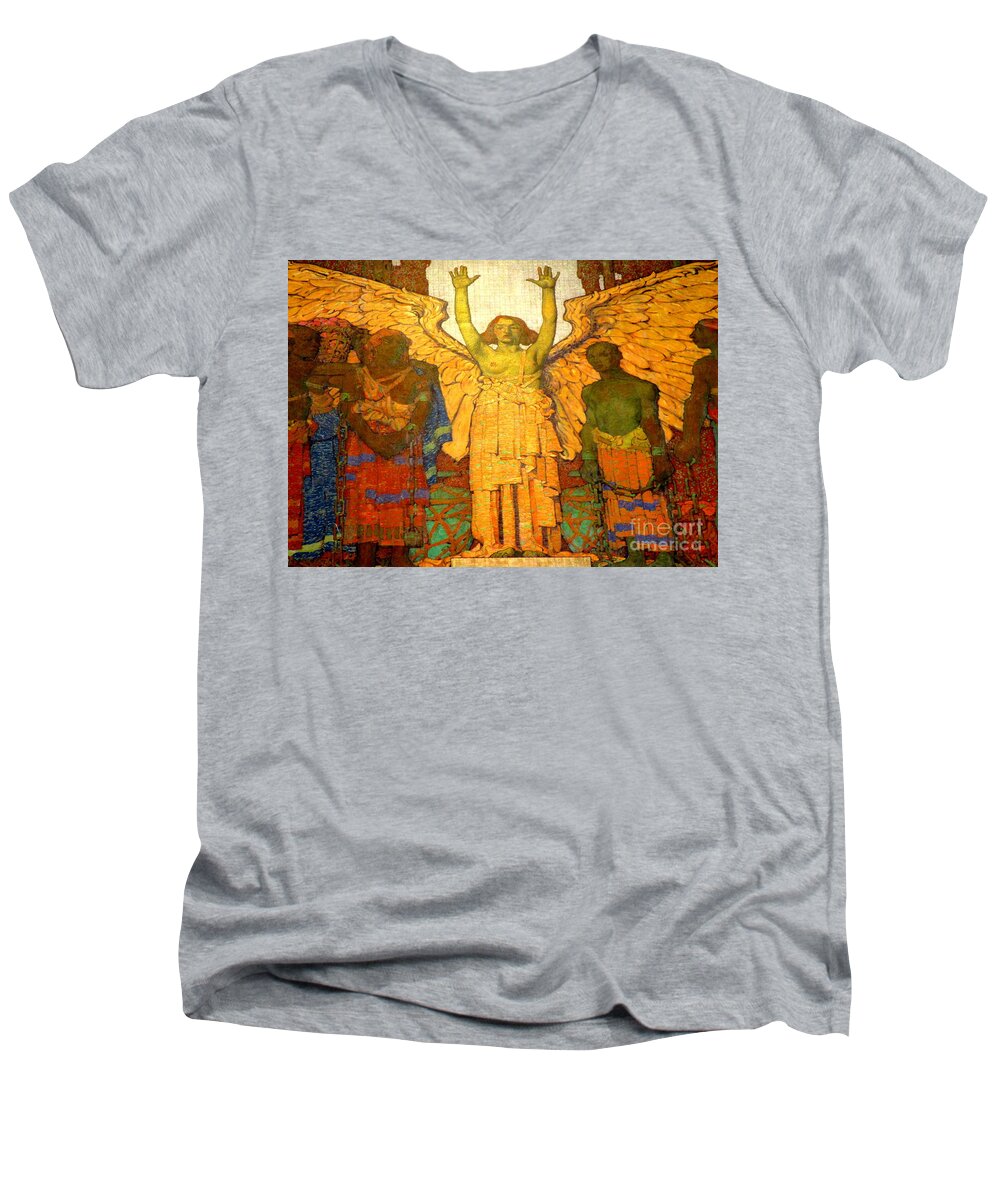 Washington Men's V-Neck T-Shirt featuring the photograph Lincoln Memorial Mosaic by Randall Weidner