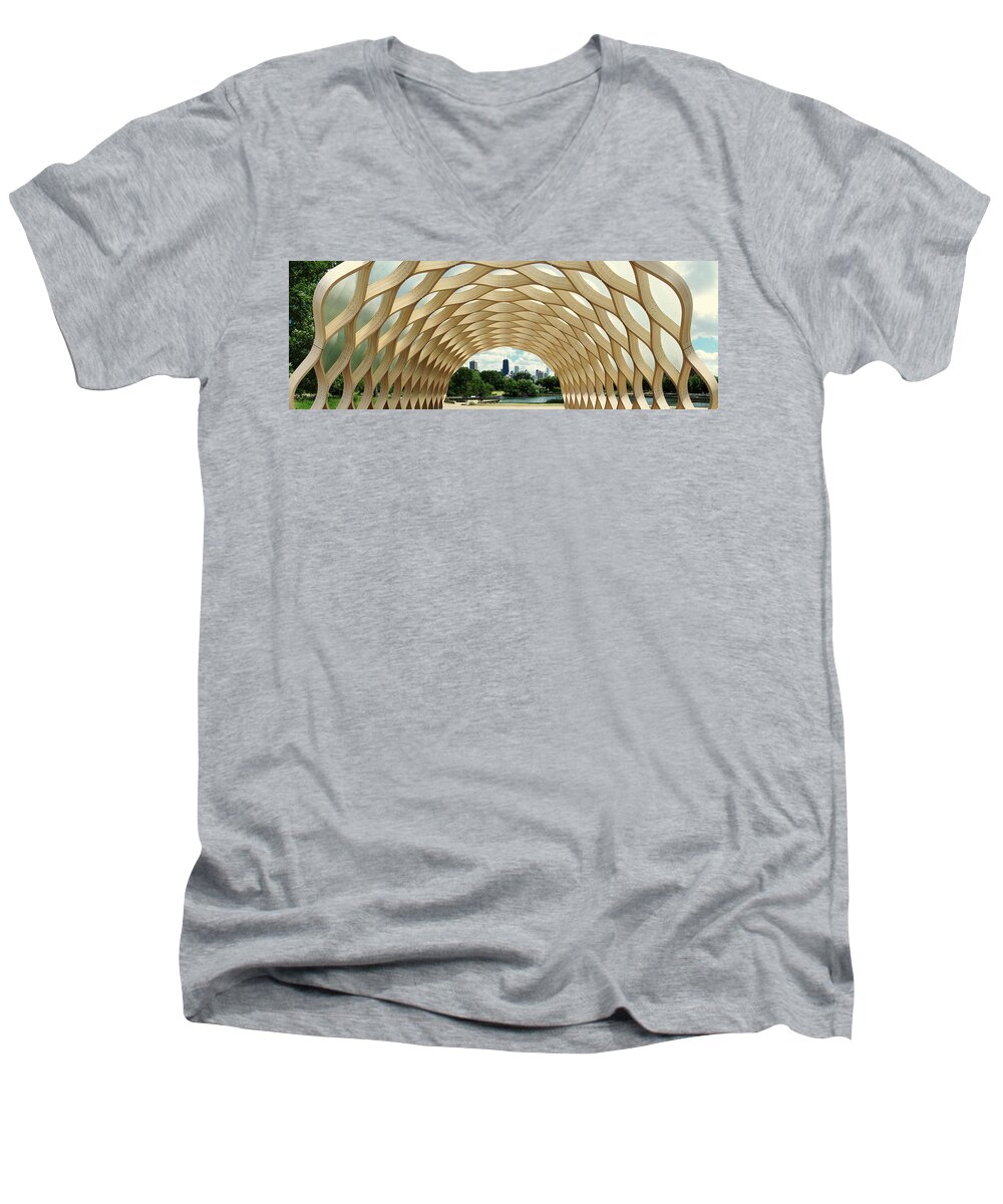 Chicago Men's V-Neck T-Shirt featuring the photograph Lincoln Park Zoo Nature Boardwalk Panorama by Kyle Hanson