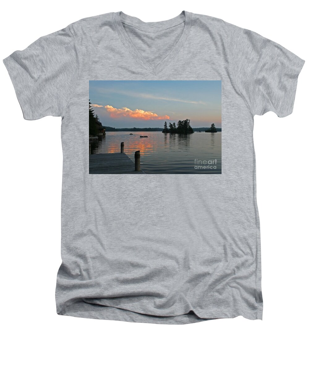 Little Bald Lake Men's V-Neck T-Shirt featuring the photograph Little Bald Lake by Barbara McMahon
