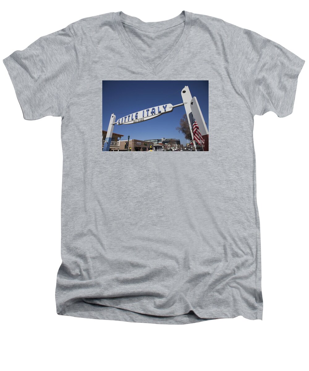 Little Italy Men's V-Neck T-Shirt featuring the photograph Little Italy by Timothy Johnson