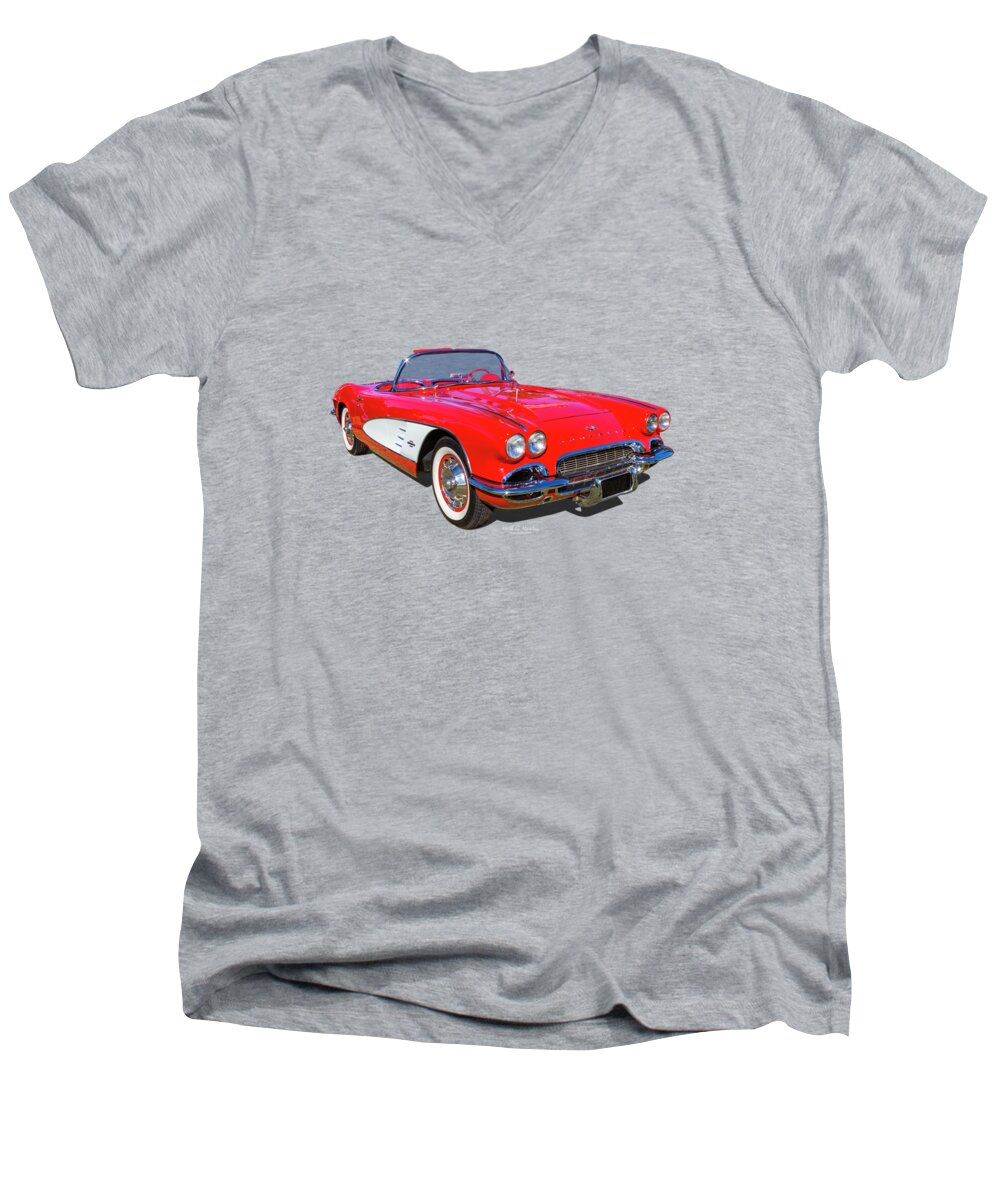 Car Men's V-Neck T-Shirt featuring the photograph Little Red 61 by Keith Hawley
