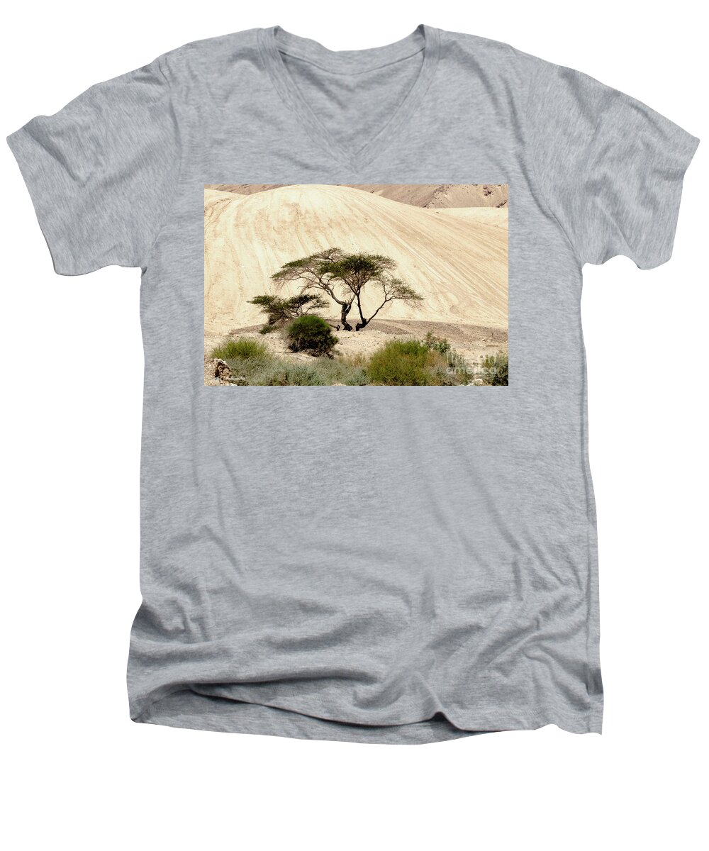 Nature Men's V-Neck T-Shirt featuring the photograph Lonely Tree by Arik Baltinester