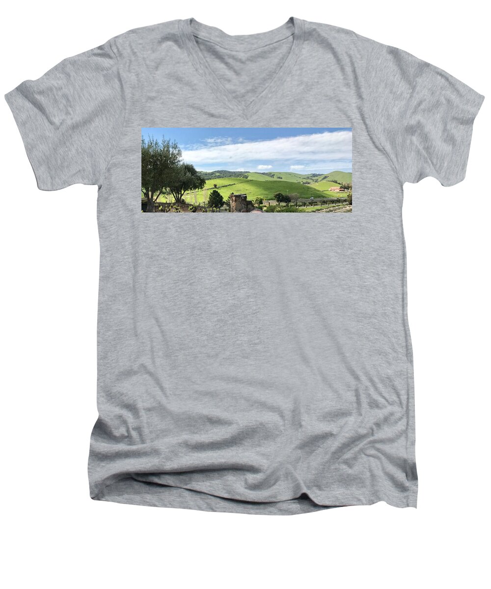 Green. Trees. Spnoma Men's V-Neck T-Shirt featuring the pyrography Luscious Sonoma County in Northern California by Kenlynn Schroeder