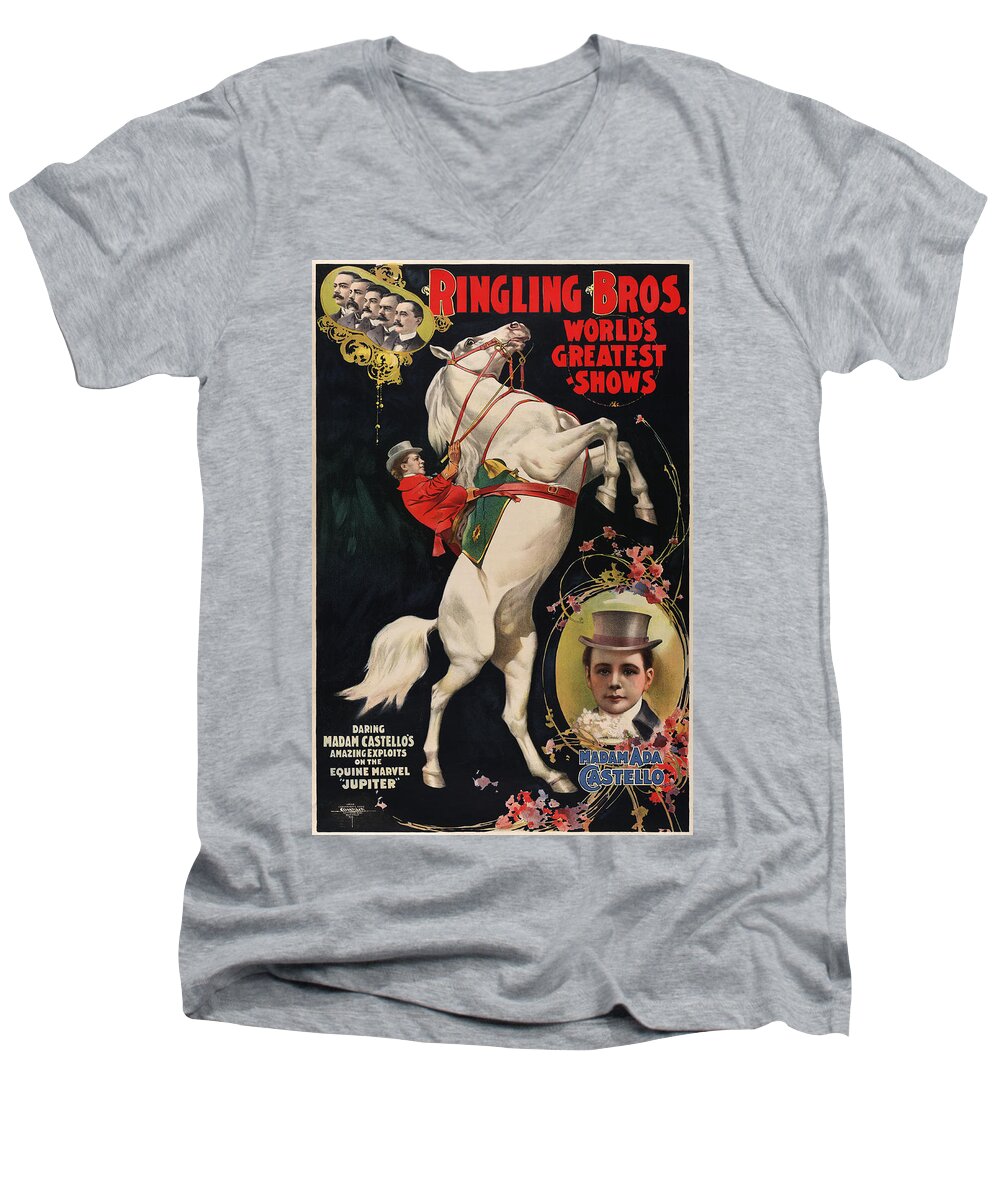 Show Poster Men's V-Neck T-Shirt featuring the painting Madam Ada Castello Poster 1899 by Vincent Monozlay