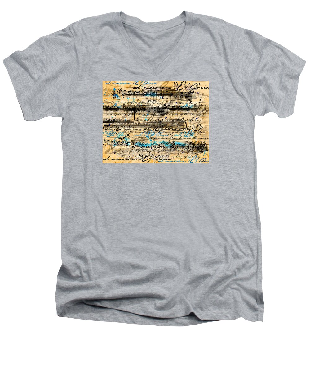 Music Men's V-Neck T-Shirt featuring the digital art Maiorem by Gary Bodnar