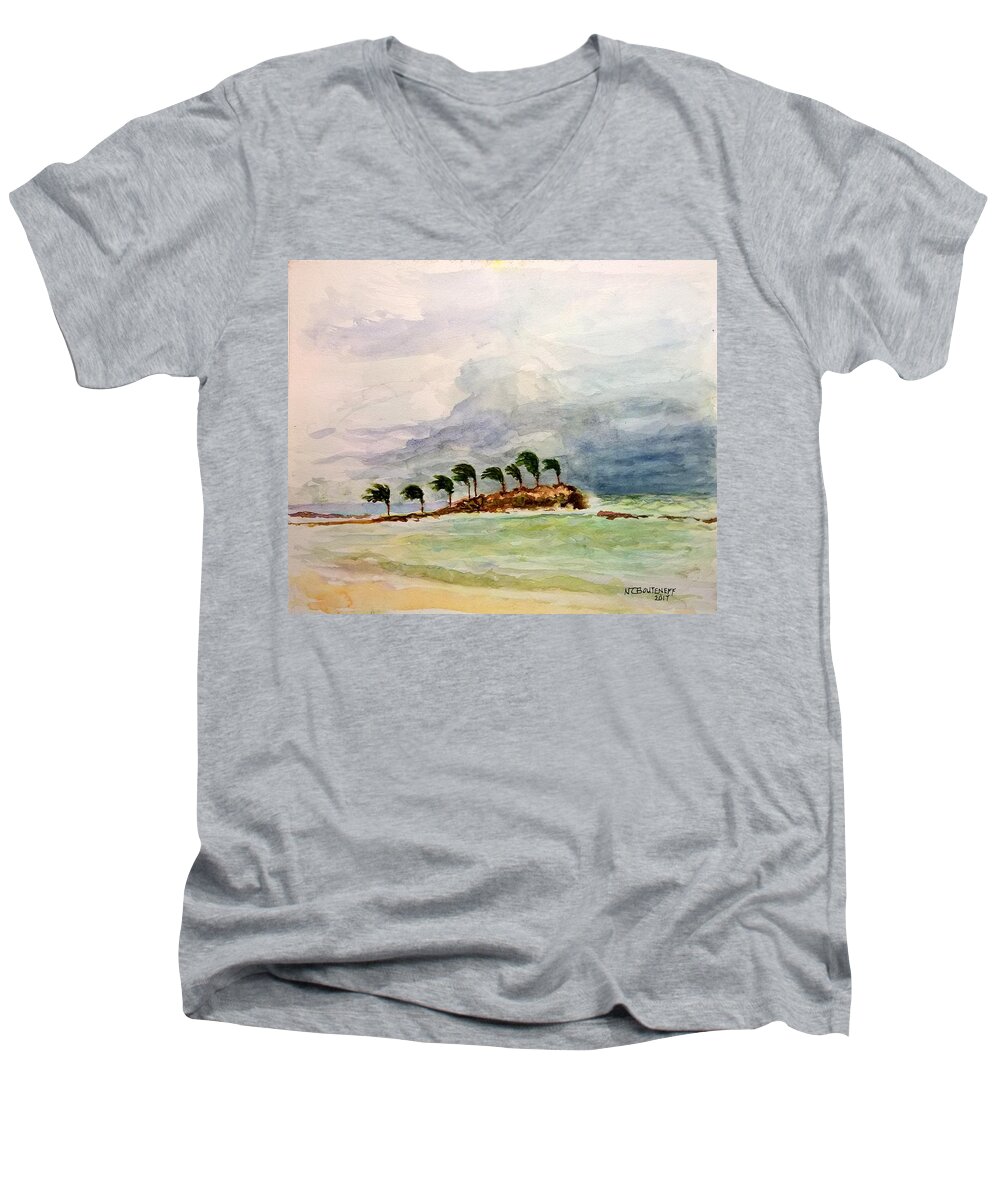 Painting Men's V-Neck T-Shirt featuring the painting Malya Jamaica by Nicolas Bouteneff