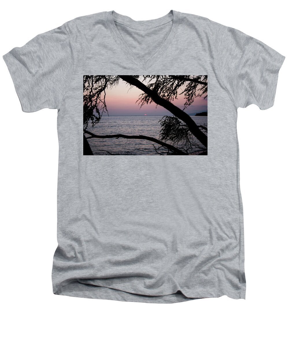 Maui Men's V-Neck T-Shirt featuring the photograph Maui Sunset by Jennifer Ancker
