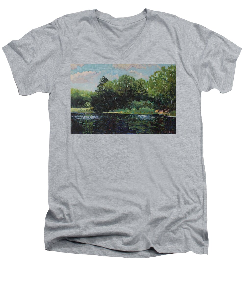 592 Men's V-Neck T-Shirt featuring the painting McCrae Portage by Phil Chadwick