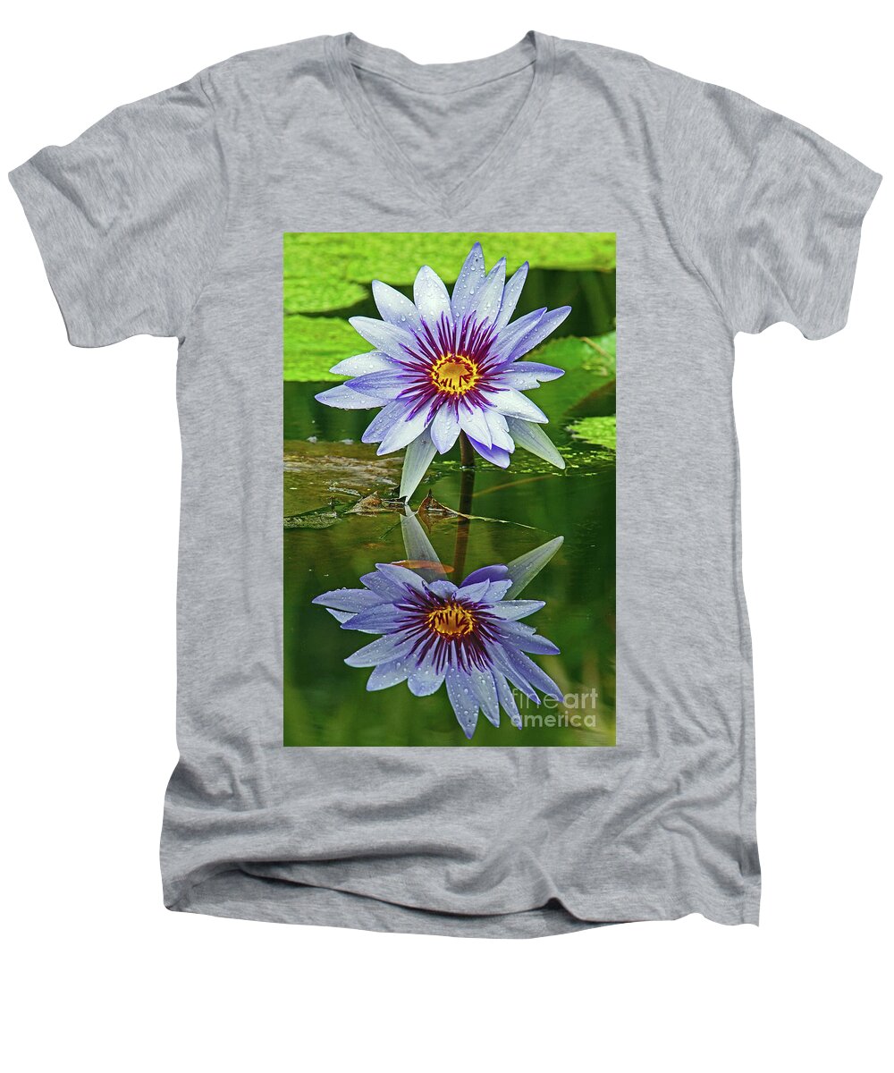 Lily Men's V-Neck T-Shirt featuring the photograph McKee Waterlily II by Larry Nieland