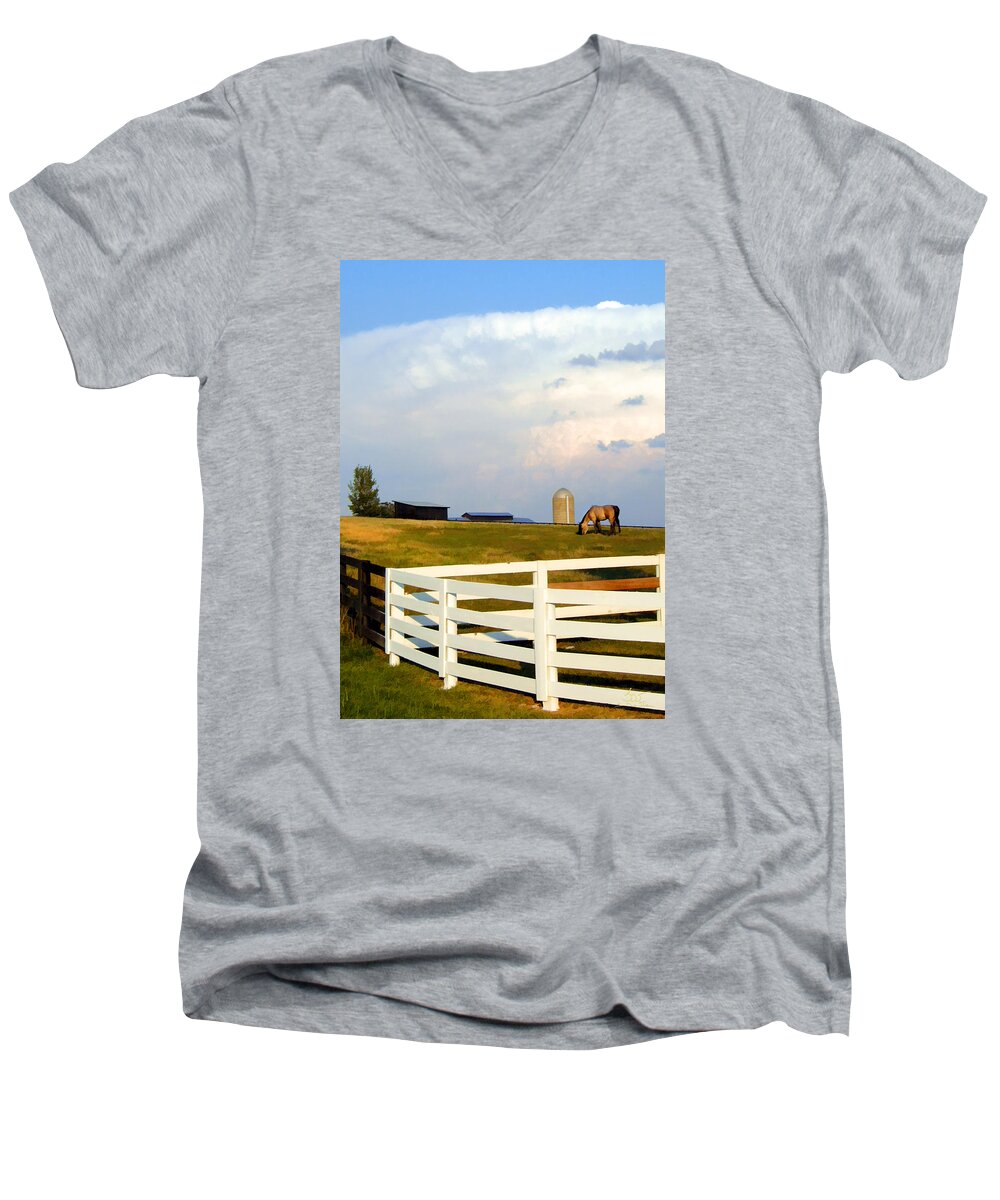 Landscape Men's V-Neck T-Shirt featuring the photograph McRay's Sky by Sam Davis Johnson