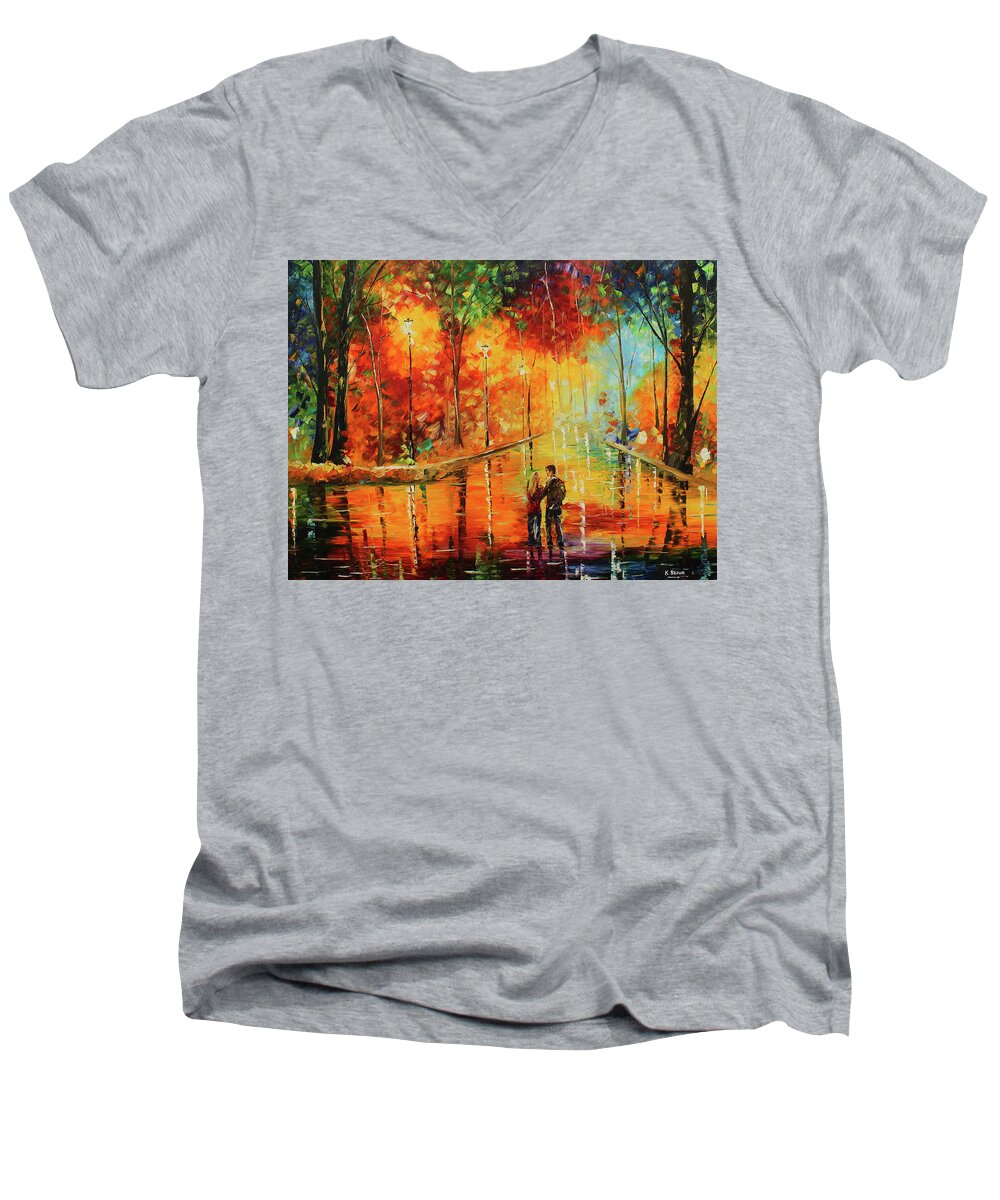 City Paintings Men's V-Neck T-Shirt featuring the painting Me and My Girl by Kevin Brown