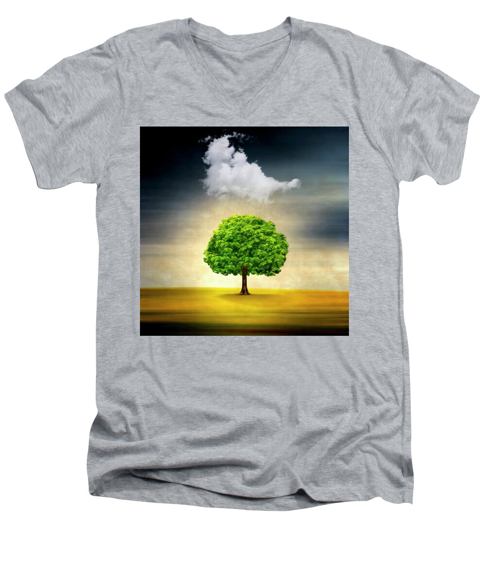 Tree Men's V-Neck T-Shirt featuring the photograph Medusa Rain by Philippe Sainte-Laudy