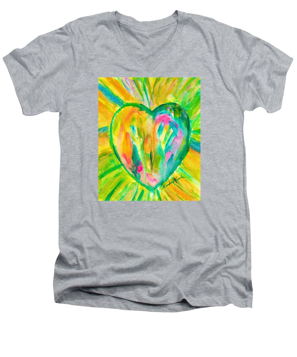Heart Men's V-Neck T-Shirt featuring the painting Melting Heart by Kendall Kessler