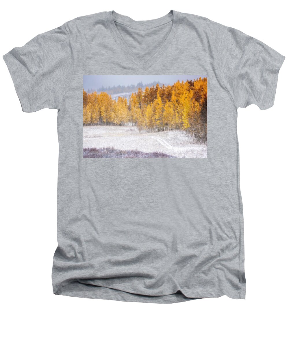 Colorado Men's V-Neck T-Shirt featuring the photograph Merging Seasons by Kristal Kraft