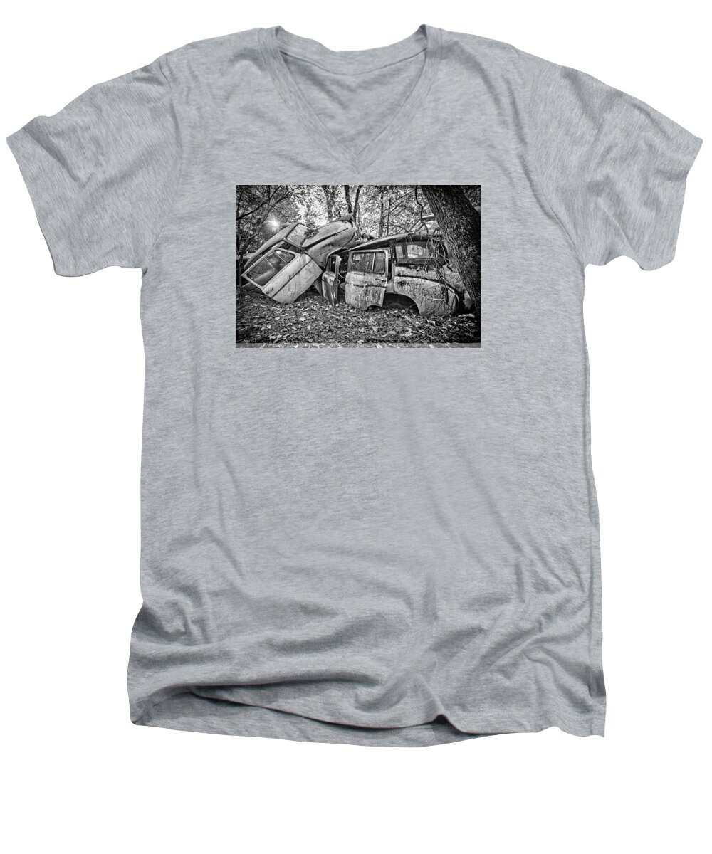 Auto Men's V-Neck T-Shirt featuring the photograph Merging Traffic by Alan Raasch