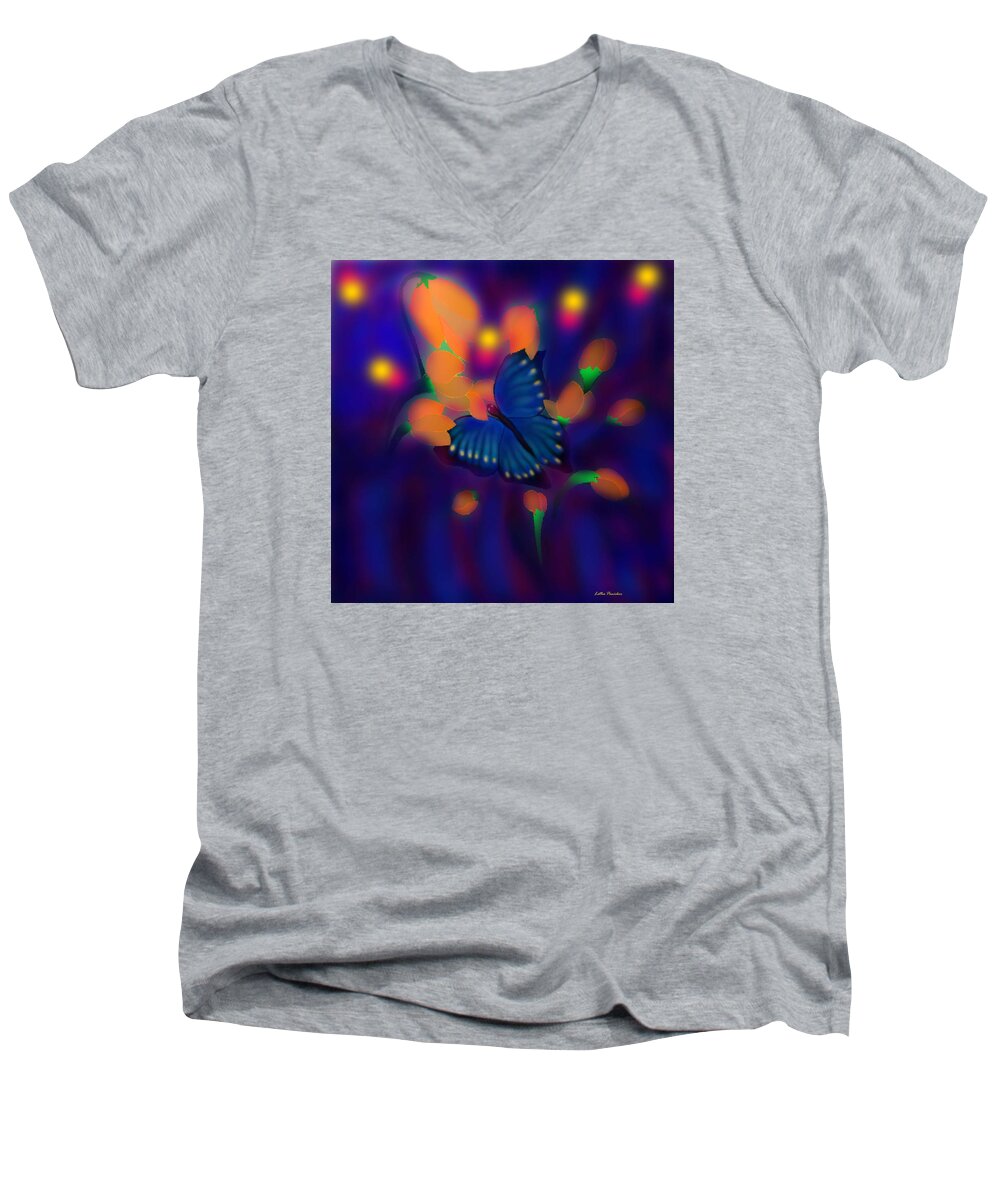 Butterfly Painting Men's V-Neck T-Shirt featuring the digital art Metamorphosis by Latha Gokuldas Panicker