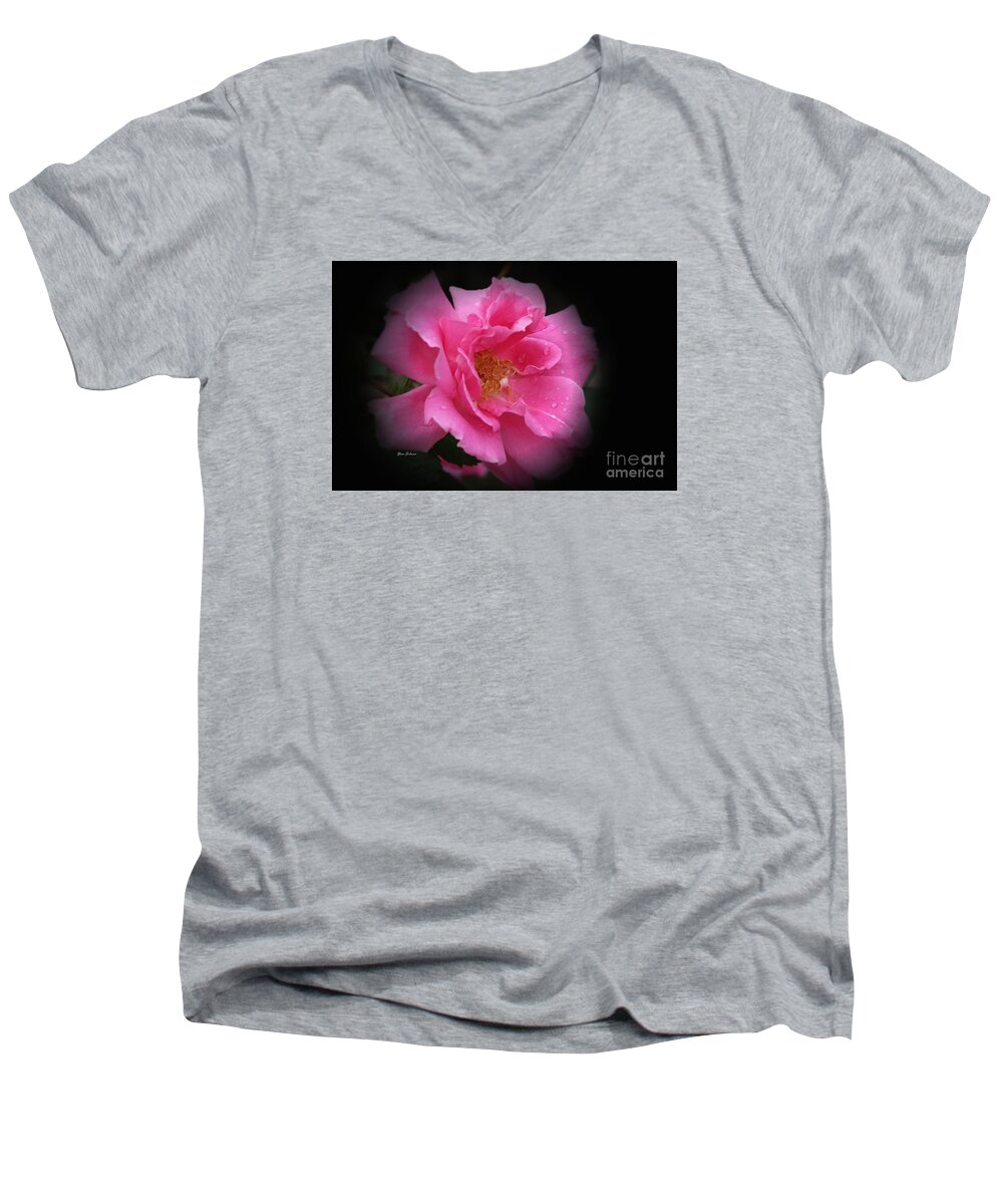 Rose Men's V-Neck T-Shirt featuring the photograph Midnight Rose by Yumi Johnson
