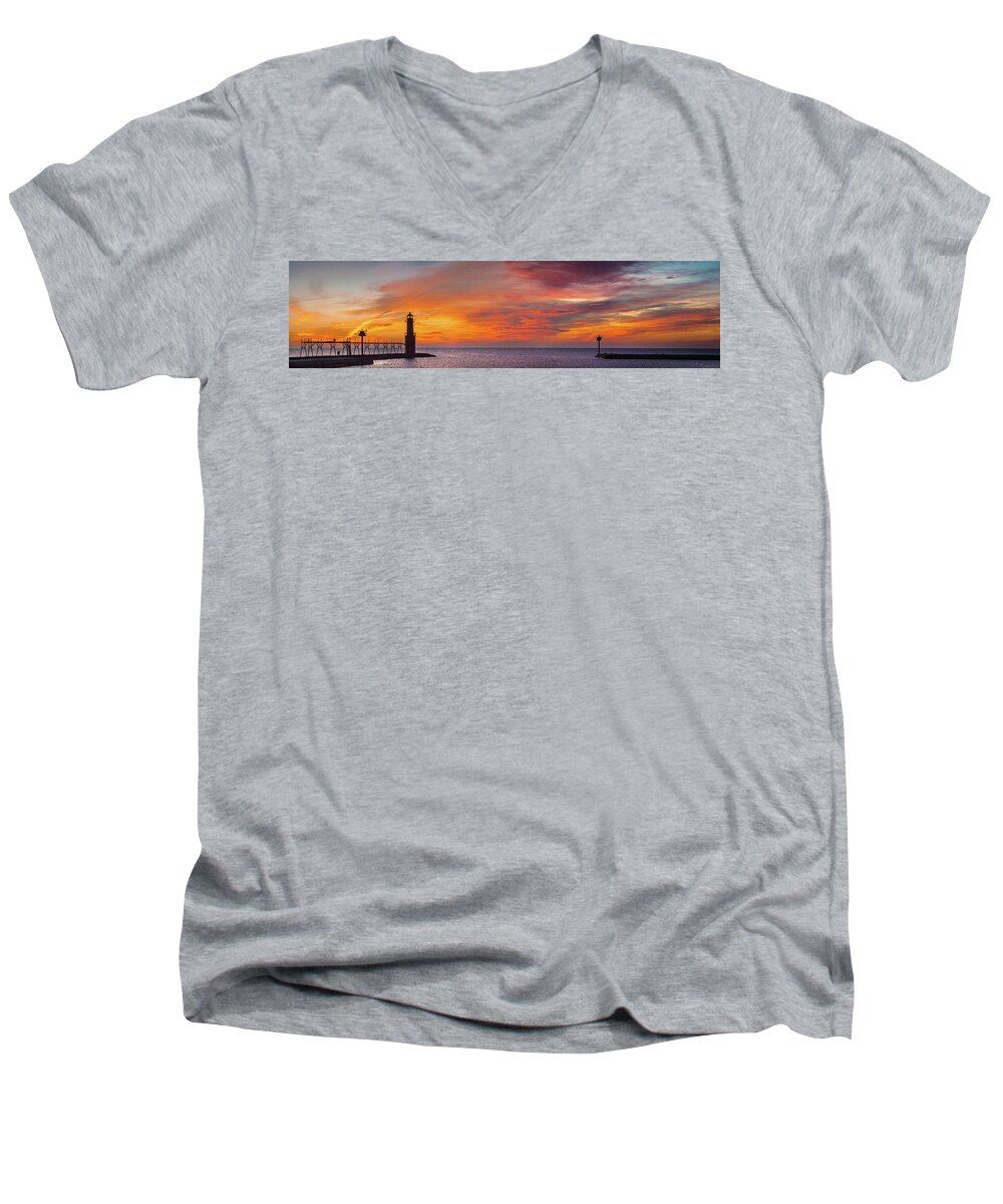 Lighthouse Men's V-Neck T-Shirt featuring the photograph Mine Eyes Have Seen the Glory by Bill Pevlor