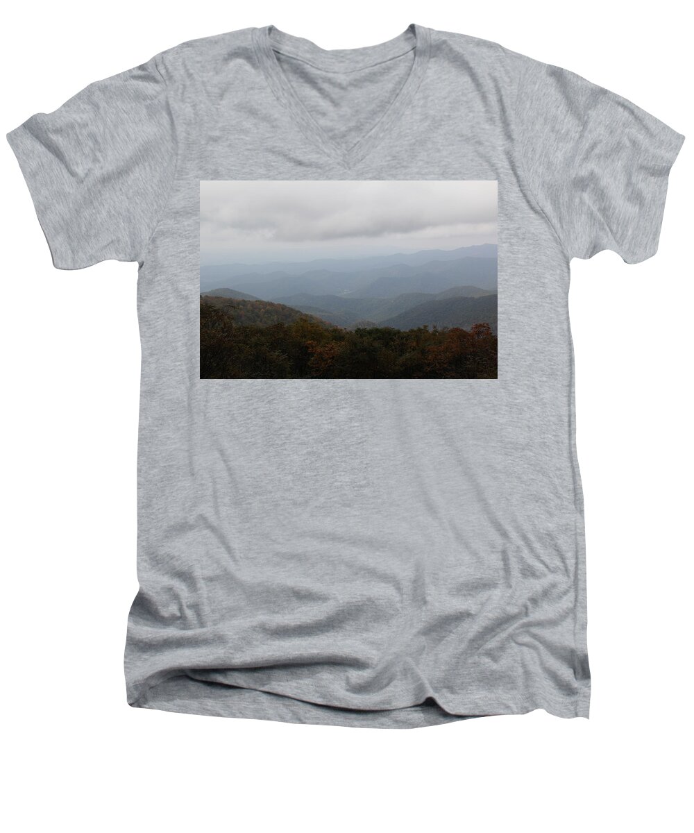 Misty Mountains Men's V-Neck T-Shirt featuring the photograph Misty Mountains More by Allen Nice-Webb