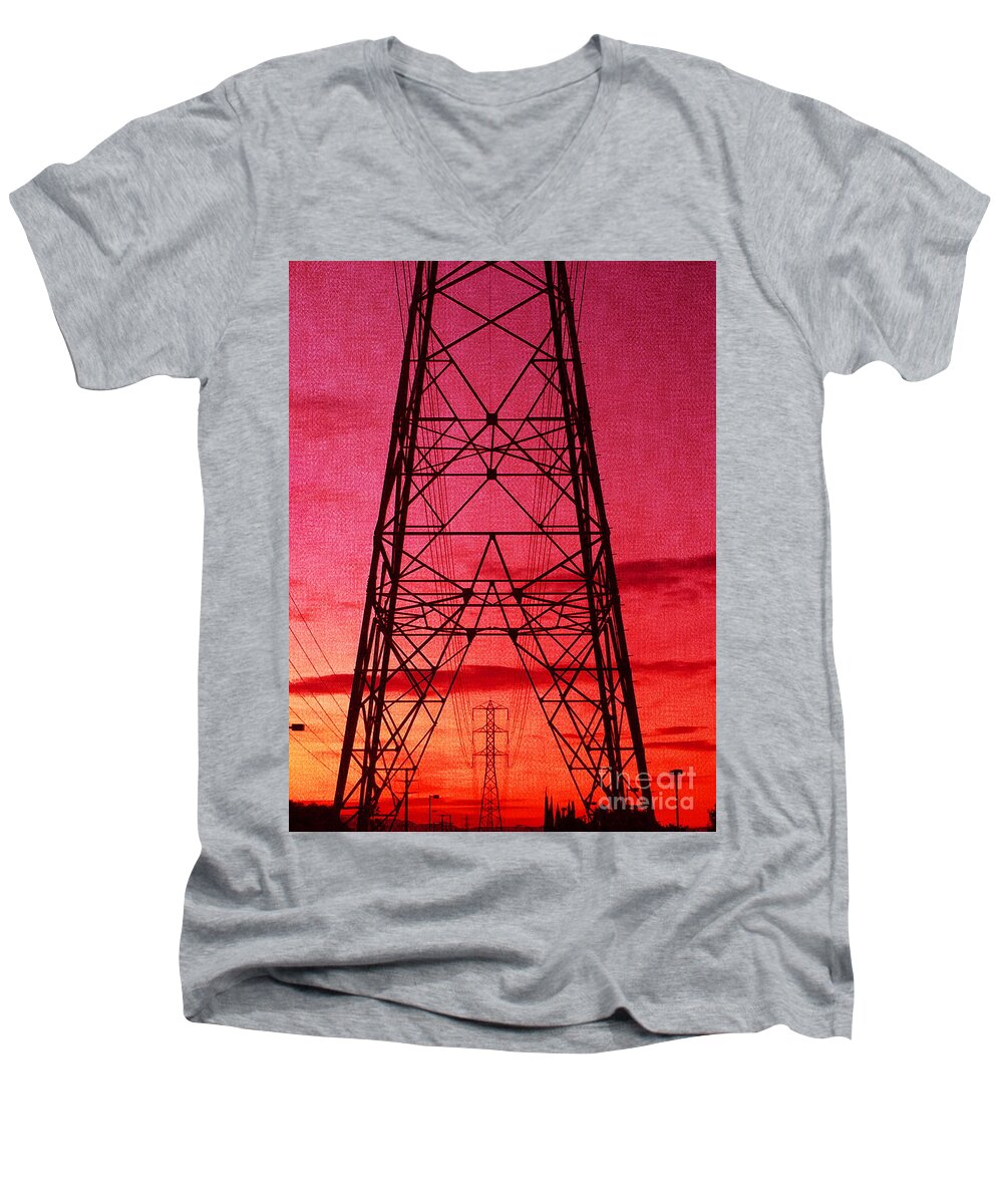 1000 Views Men's V-Neck T-Shirt featuring the photograph Modern Sunset by Jenny Revitz Soper