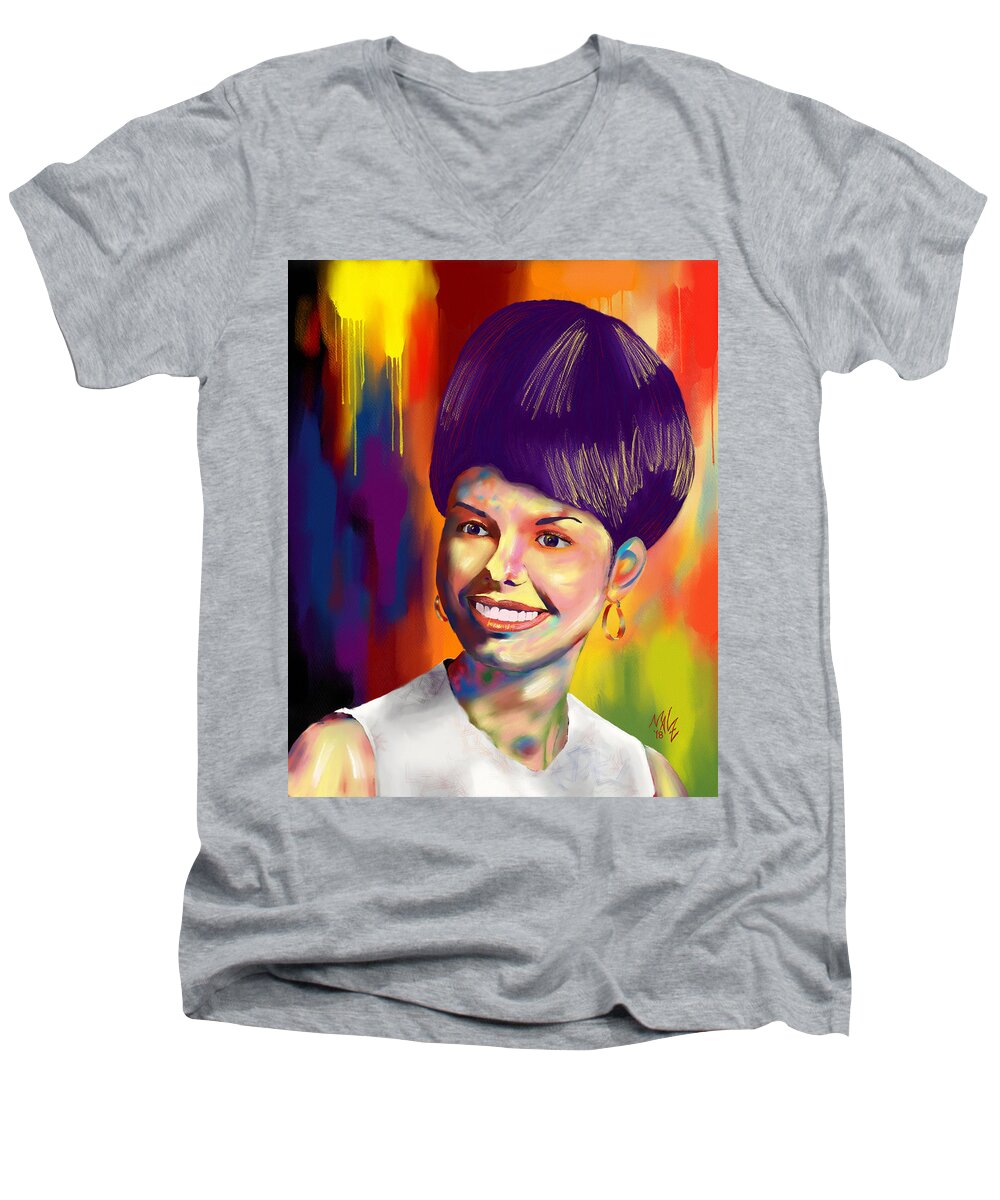 Abstract Men's V-Neck T-Shirt featuring the digital art Mommy by Mal-Z
