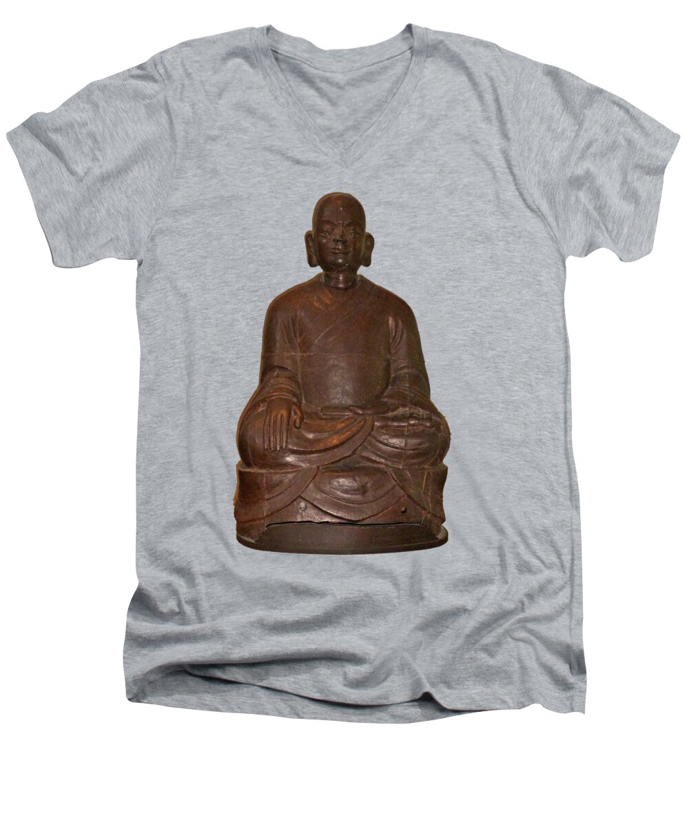 Photography Men's V-Neck T-Shirt featuring the photograph Monk seated by Francesca Mackenney