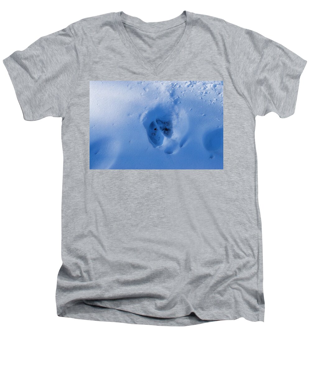 Snow Men's V-Neck T-Shirt featuring the photograph Moose Track by Cathy Mahnke