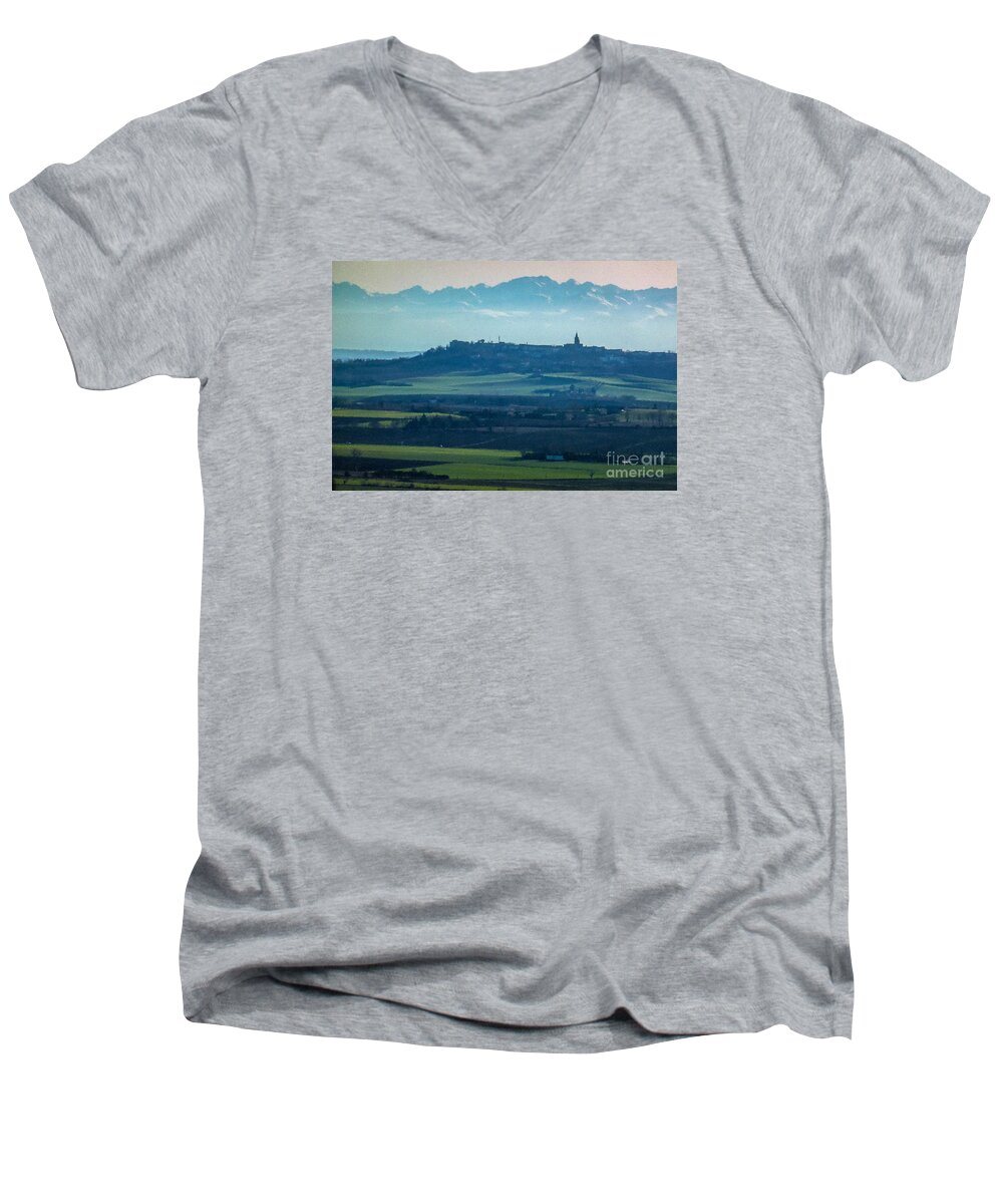 Adornment Men's V-Neck T-Shirt featuring the photograph Mountain Scenery 4 by Jean Bernard Roussilhe