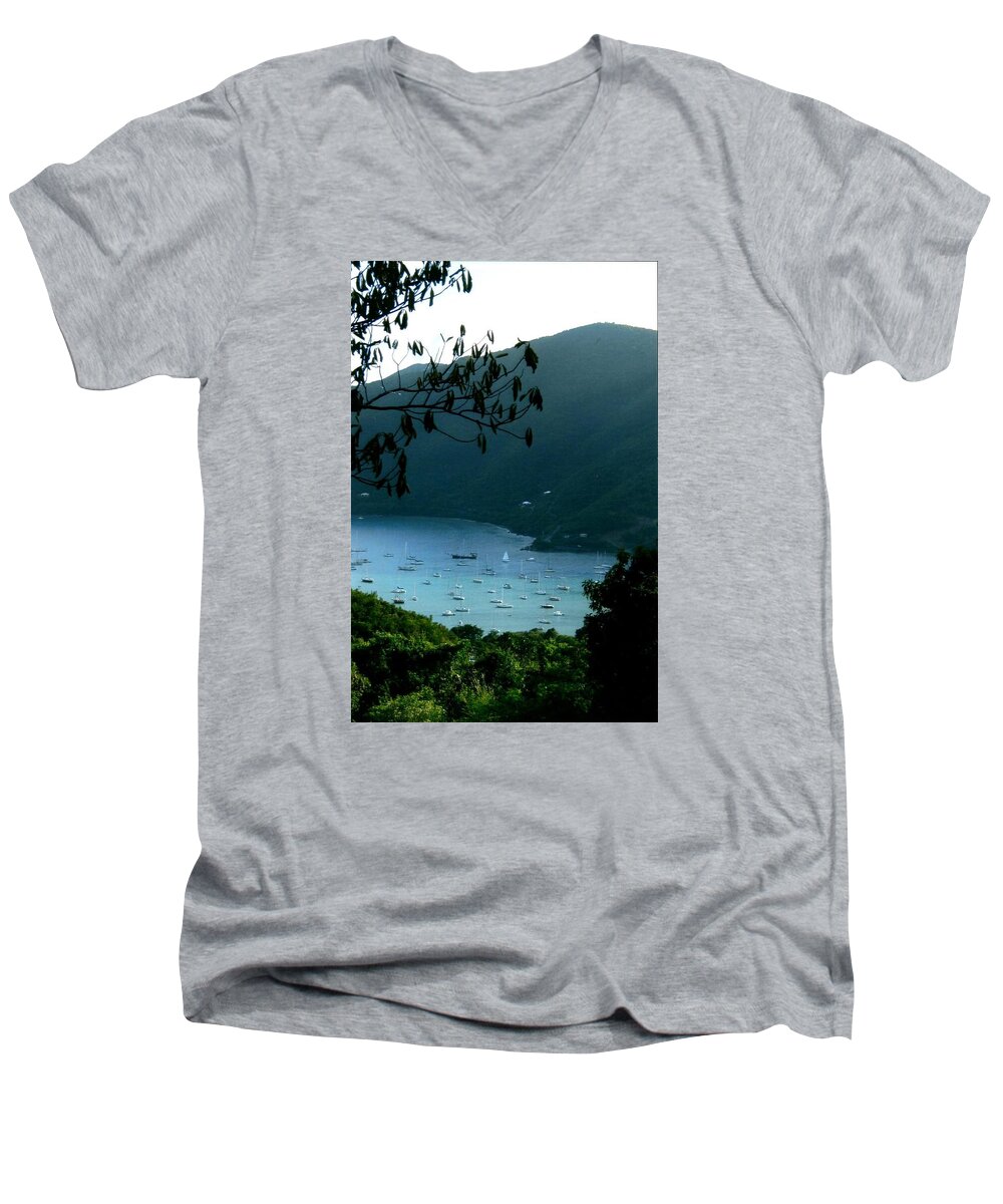 Coral Bay Men's V-Neck T-Shirt featuring the photograph Mountainside Coral Bay by Robert Nickologianis