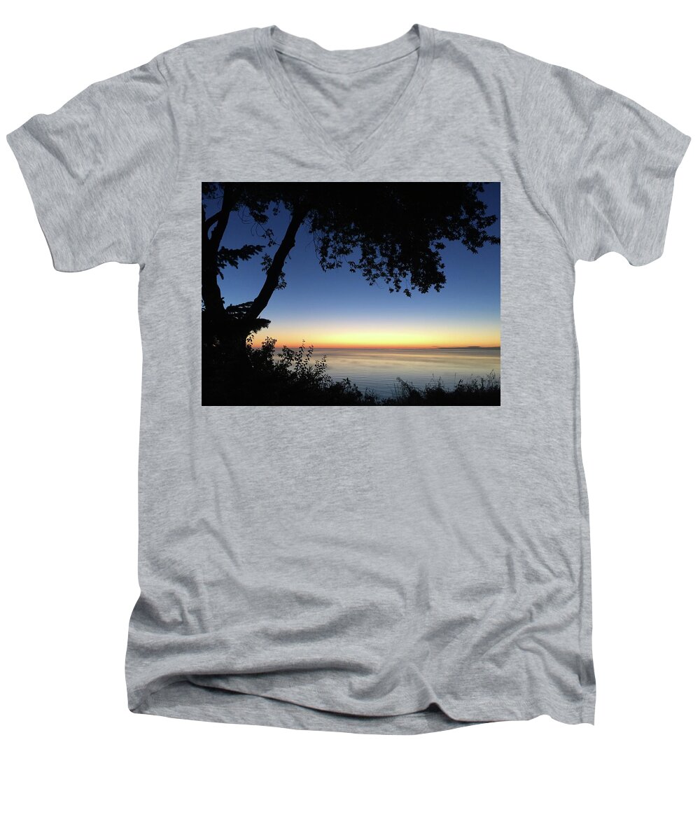 Lake Men's V-Neck T-Shirt featuring the photograph Mourning by Terri Hart-Ellis
