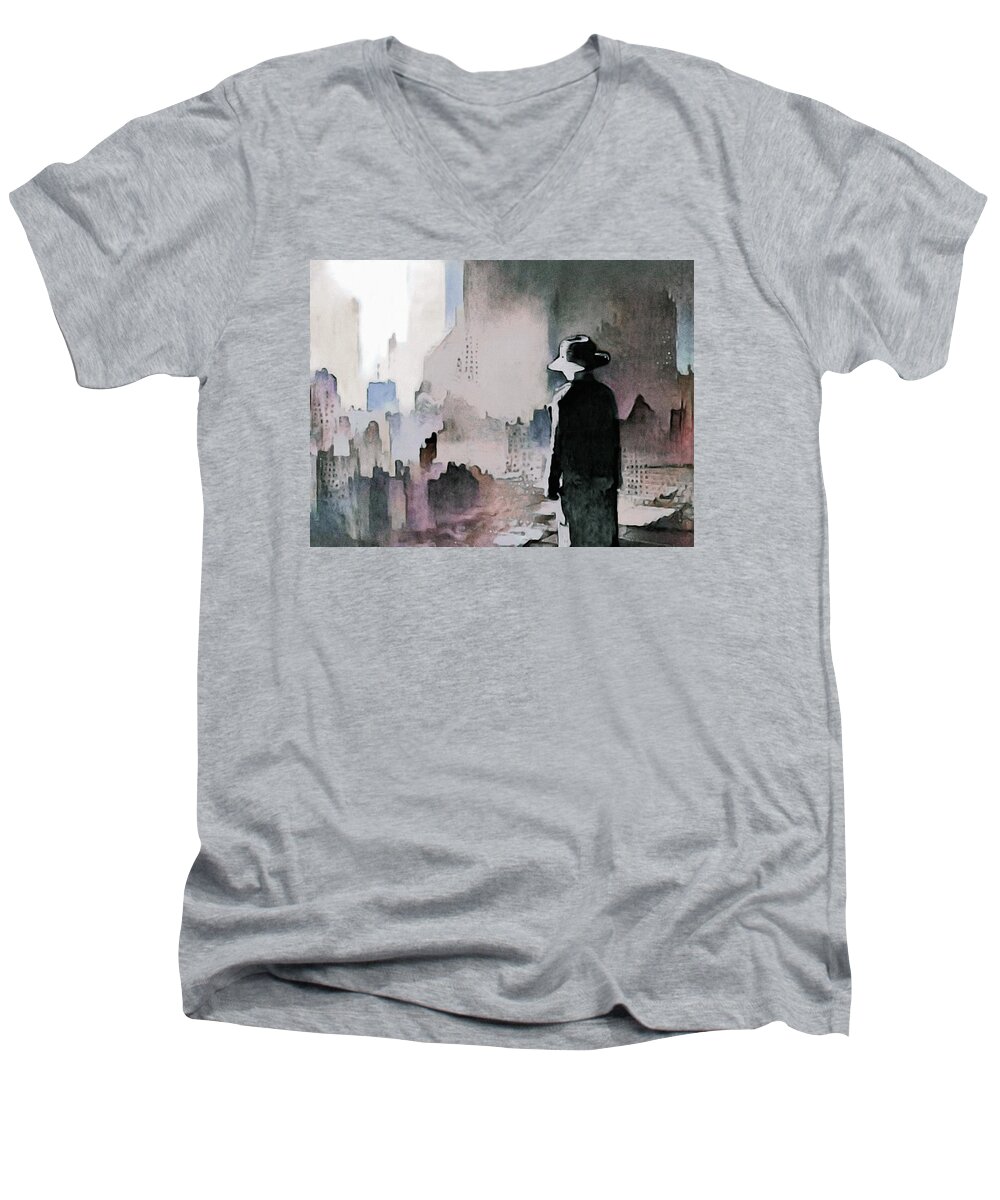 Mourning The American Dream Men's V-Neck T-Shirt featuring the digital art Mourning the American Dream by Susan Maxwell Schmidt