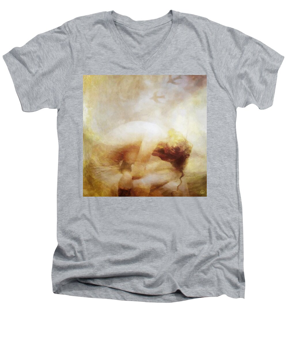 Woman Men's V-Neck T-Shirt featuring the digital art My dreams fly away by Gun Legler