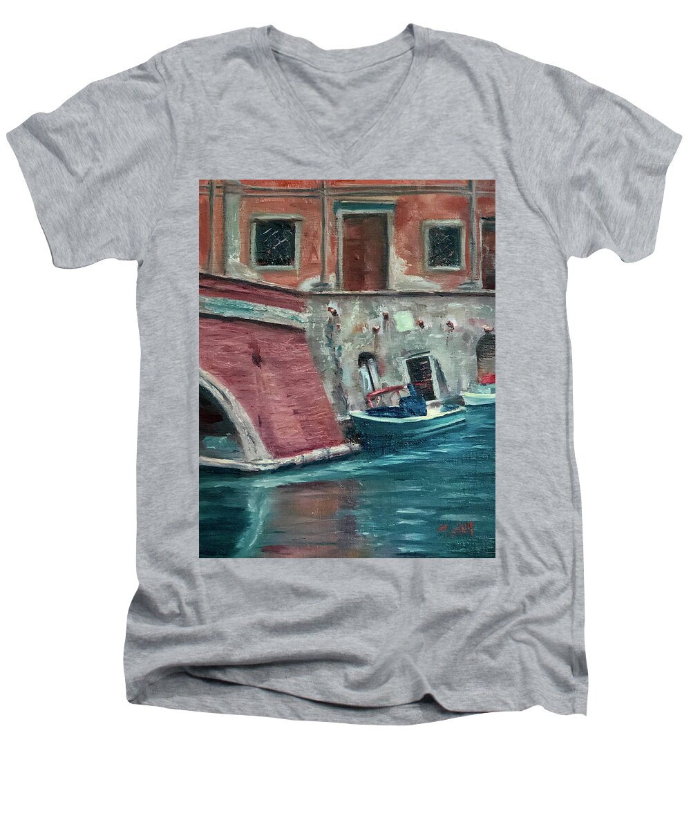 Livorno Men's V-Neck T-Shirt featuring the painting My Other Car by Laura Toth