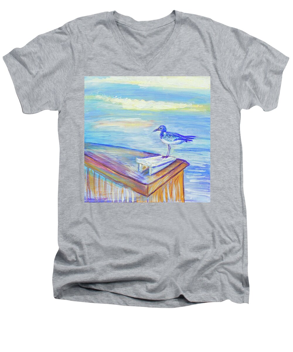 Tern Men's V-Neck T-Shirt featuring the painting My Tern 3 by Julia Malakoff