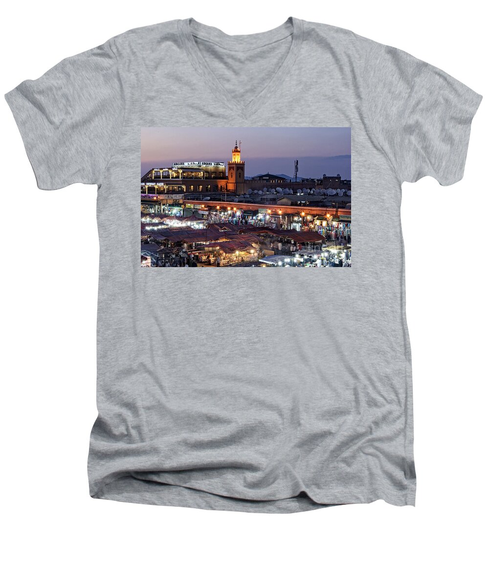 Morocco Men's V-Neck T-Shirt featuring the photograph Mystical Marrakech by David Birchall
