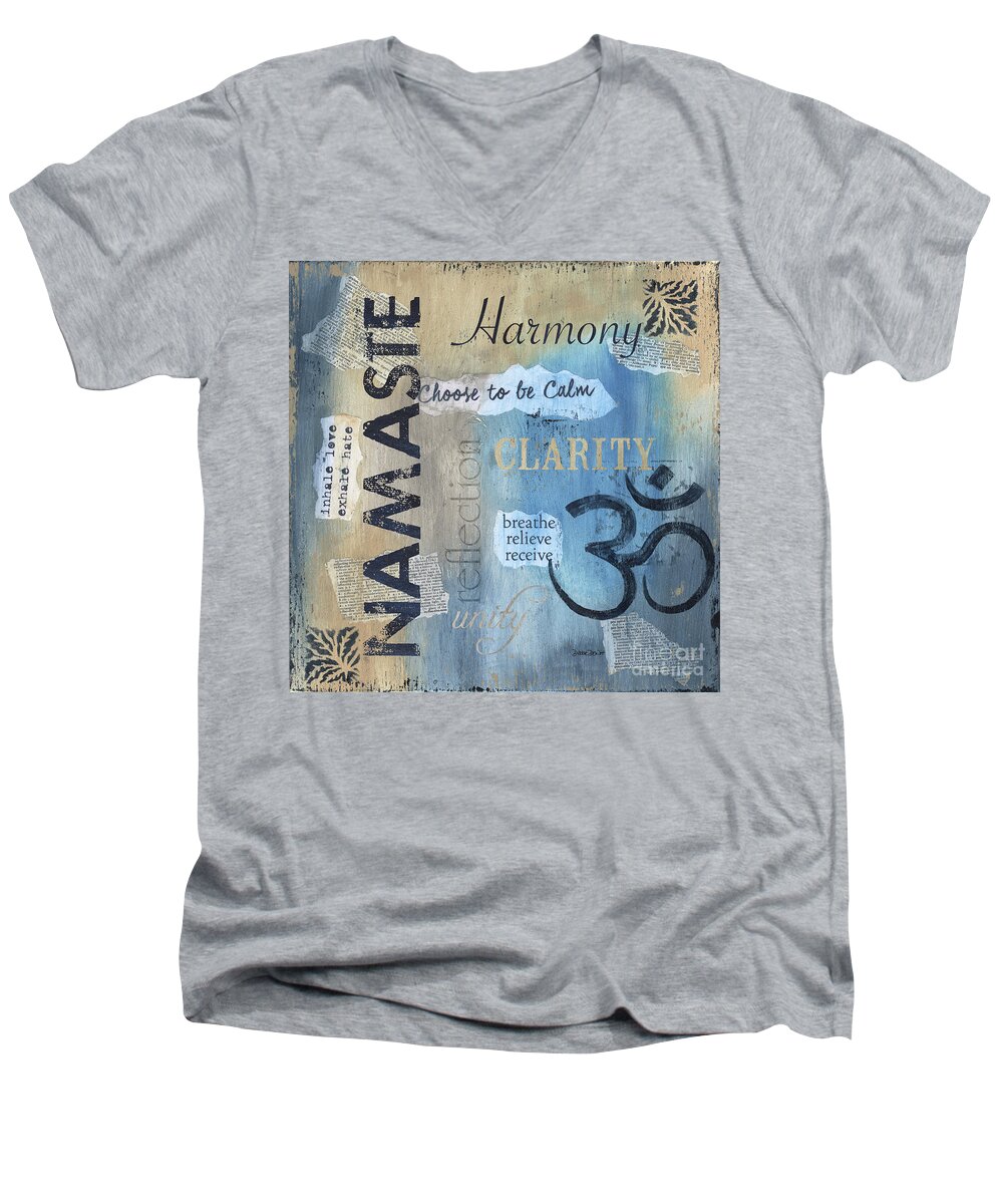 Namaste Men's V-Neck T-Shirt featuring the painting Namaste by Debbie DeWitt