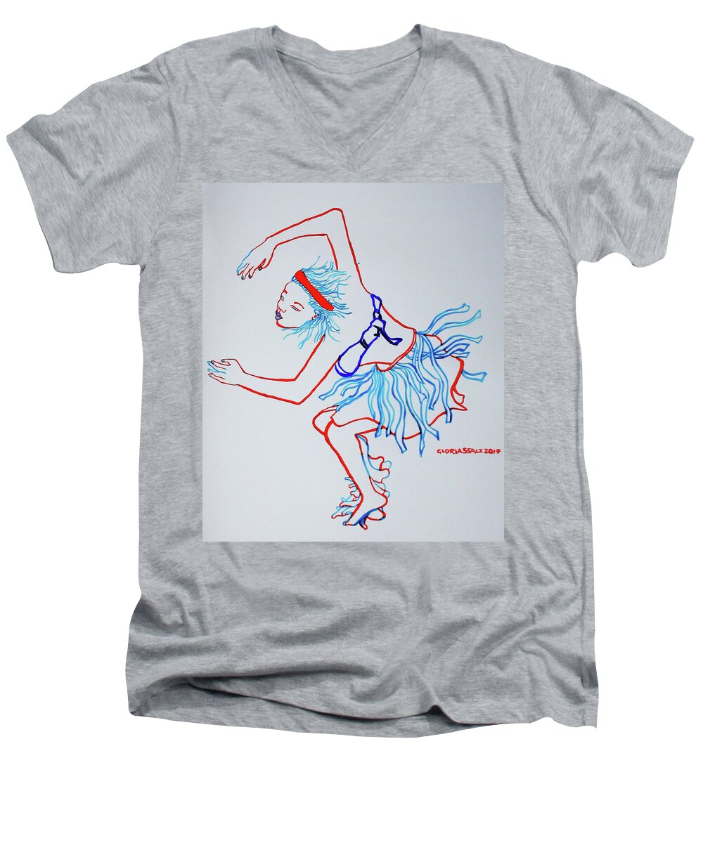 Jesus Men's V-Neck T-Shirt featuring the painting Namibian Traditional Dance by Gloria Ssali