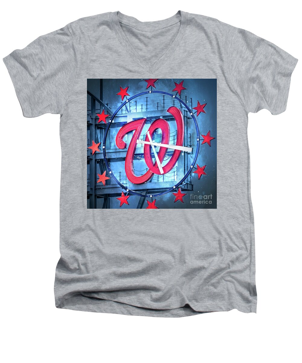 Washington Nationals Men's V-Neck T-Shirt featuring the photograph Nats Time by Scott and Dixie Wiley