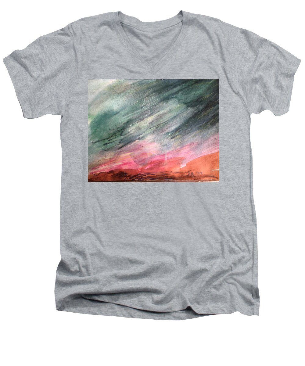 Abstract Men's V-Neck T-Shirt featuring the painting Nature by Judith Redman