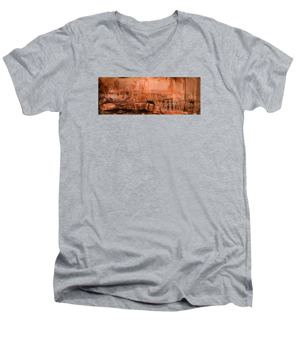 Canyonlands National Park Men's V-Neck T-Shirt featuring the photograph Needles Pictographs by Dan Norris