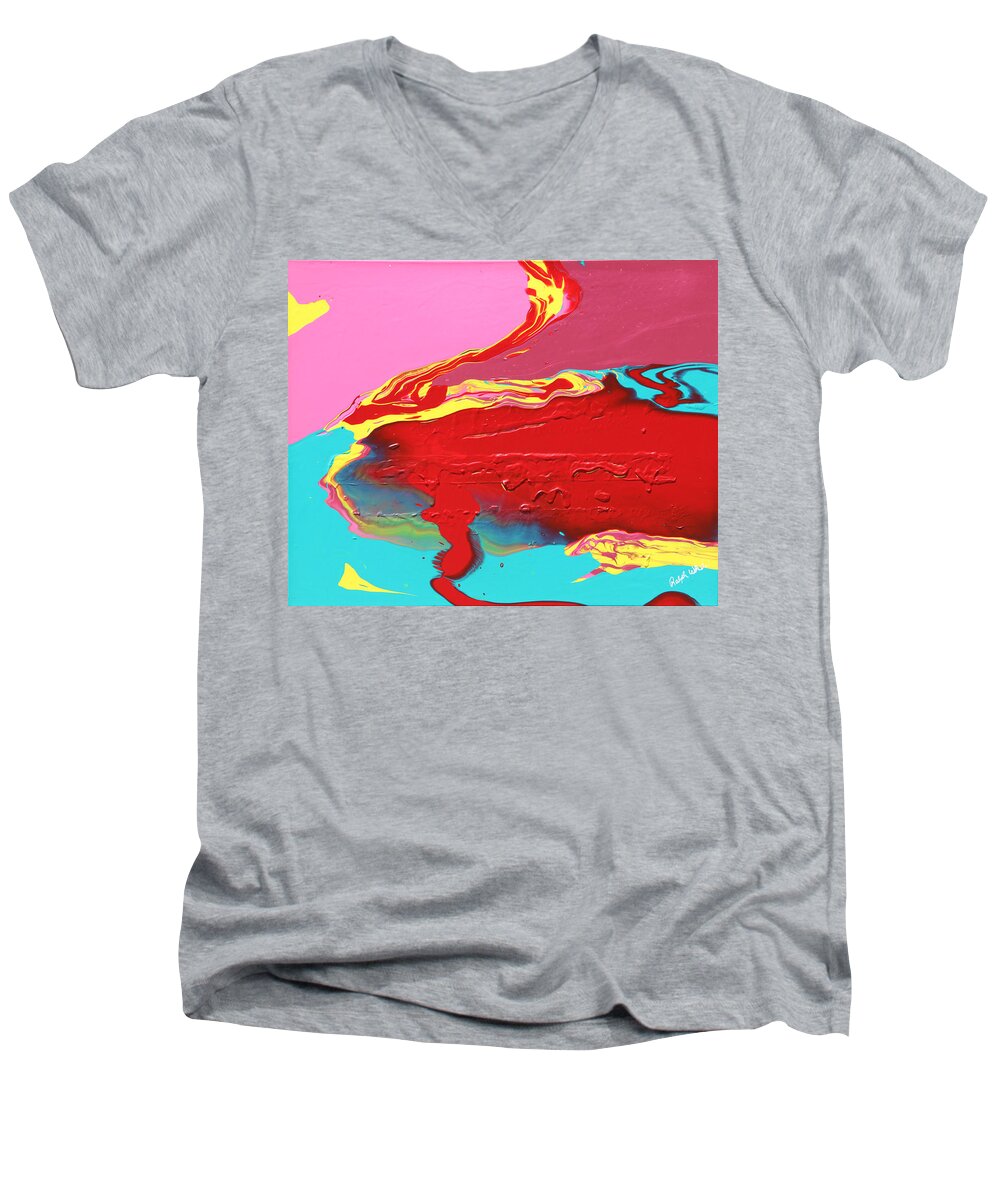 Fusionart Men's V-Neck T-Shirt featuring the painting Neon Tide by Ralph White