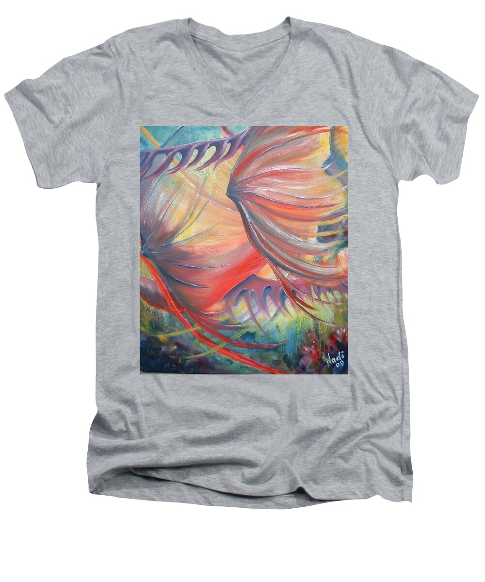 Water Men's V-Neck T-Shirt featuring the painting Neptune's View by Renate Wesley