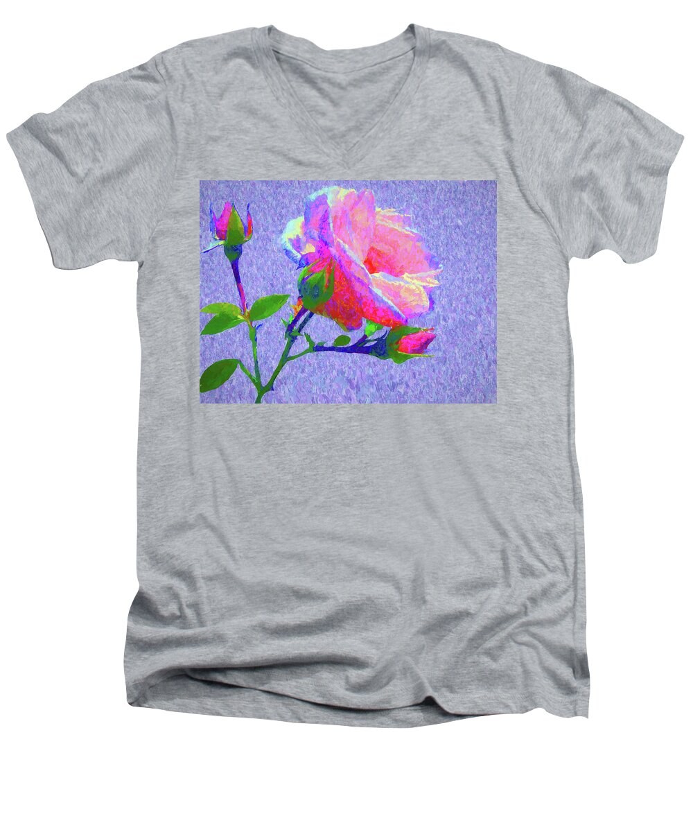 Floral Men's V-Neck T-Shirt featuring the digital art New Dawn Painterly by Susan Lafleur