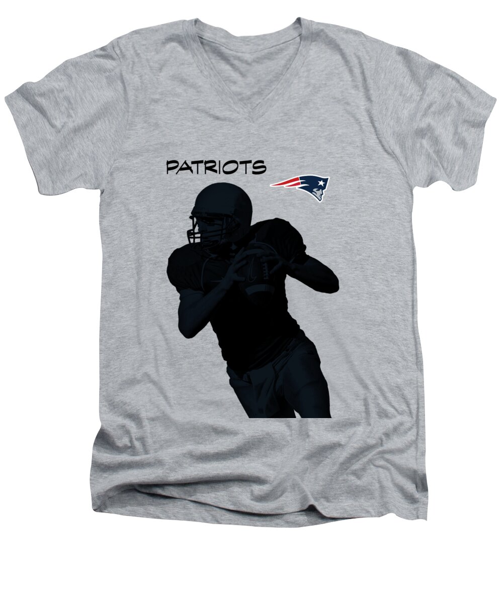New England Men's V-Neck T-Shirt featuring the digital art New England Patriots Football by David Dehner