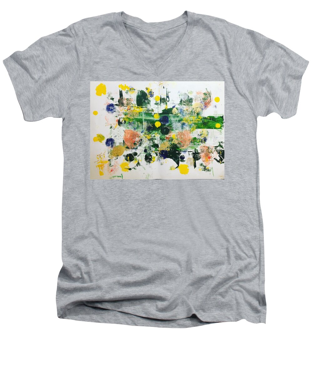 Abstract Men's V-Neck T-Shirt featuring the painting New Haven no 5 by Marita Esteva