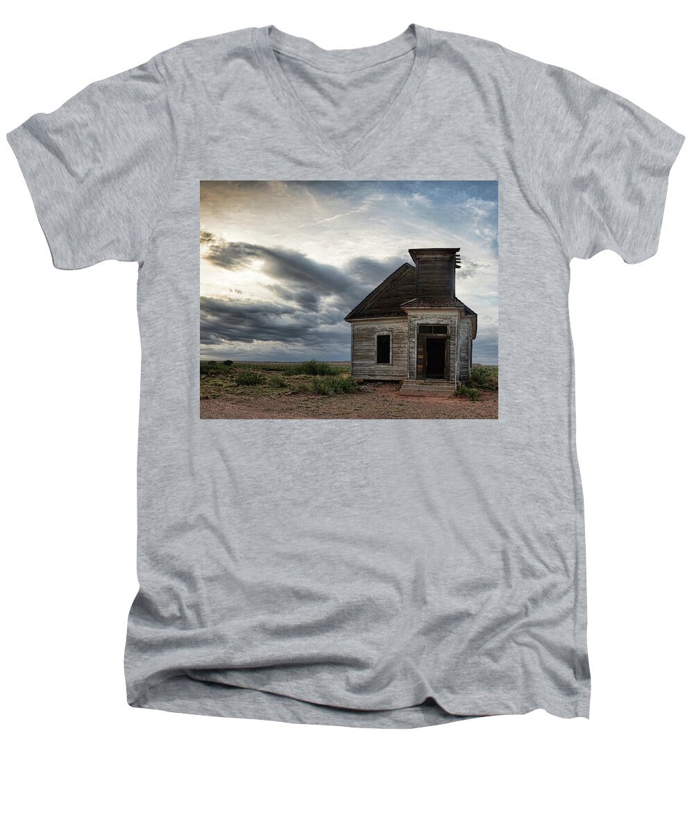 Church Men's V-Neck T-Shirt featuring the photograph New Mexico Church by Adam Reinhart