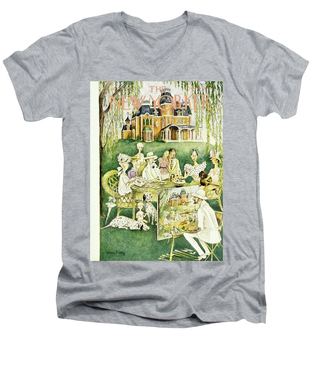 Home Men's V-Neck T-Shirt featuring the painting New Yorker July 31 1948 by Mary Petty