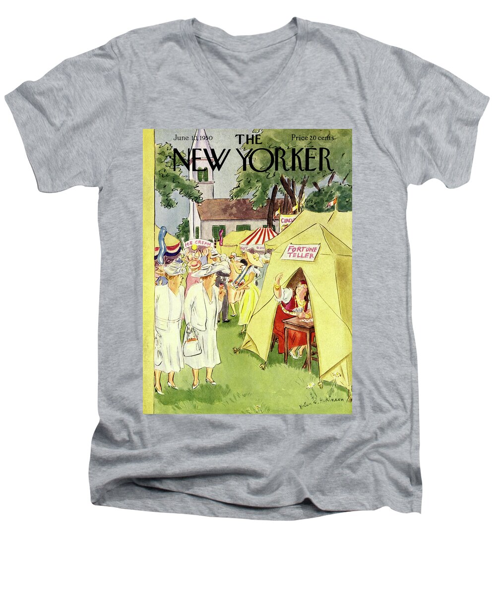 Country Men's V-Neck T-Shirt featuring the painting New Yorker June 10 1950 by Helene E Hokinson