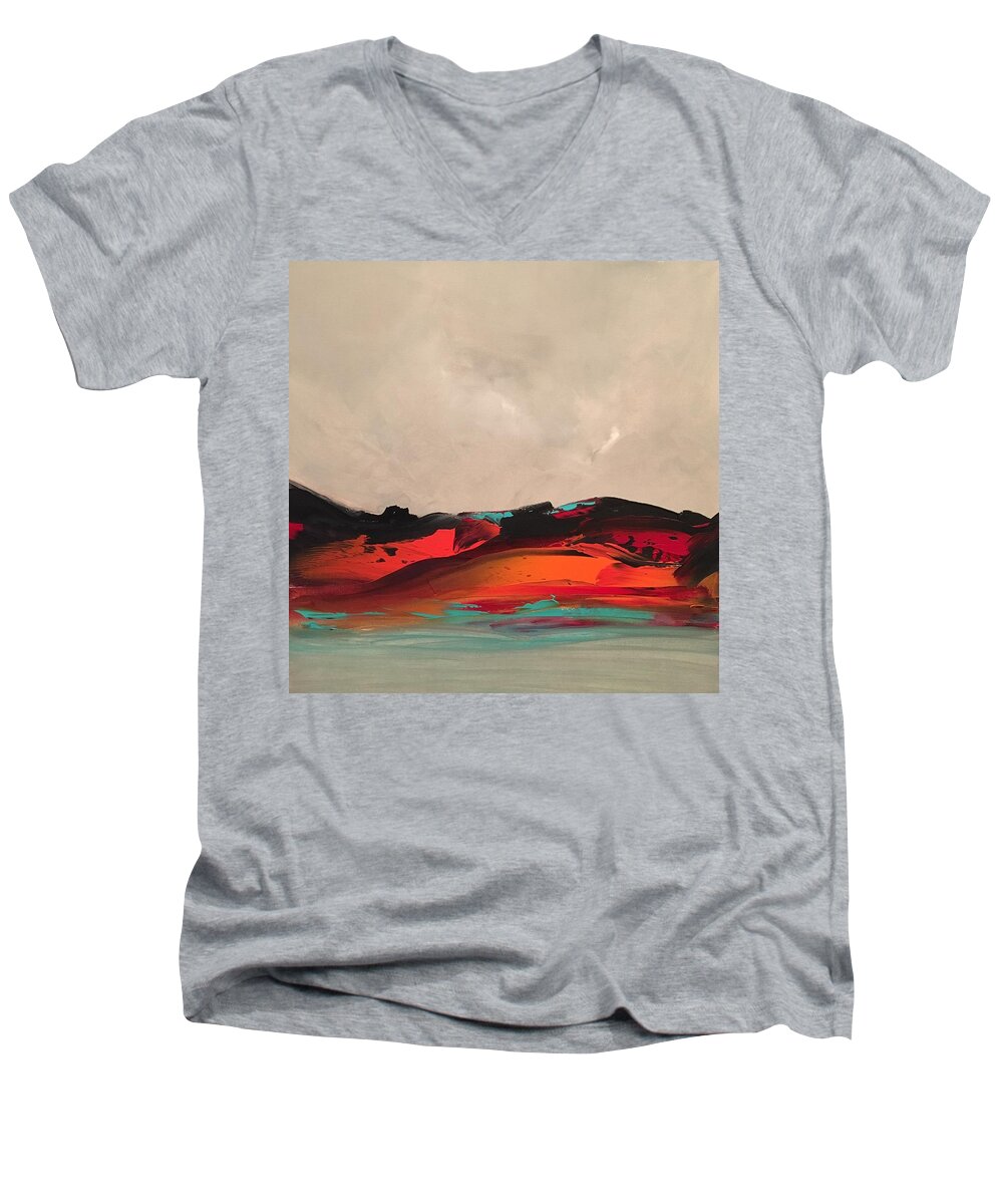 Abstract Men's V-Neck T-Shirt featuring the painting Niche by Soraya Silvestri